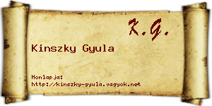 Kinszky Gyula névjegykártya